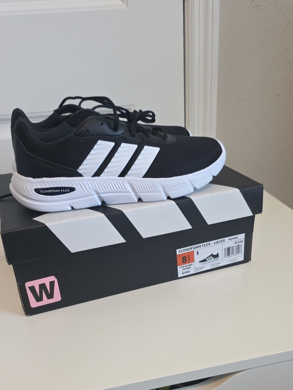 adidas Black & White Cloudfoam Flex Women's Sneakers